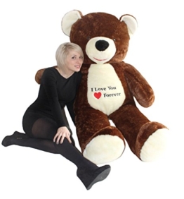 Riesen Teddybär Plüschtier Stofftier mit Herz Stickerei braun 170cm